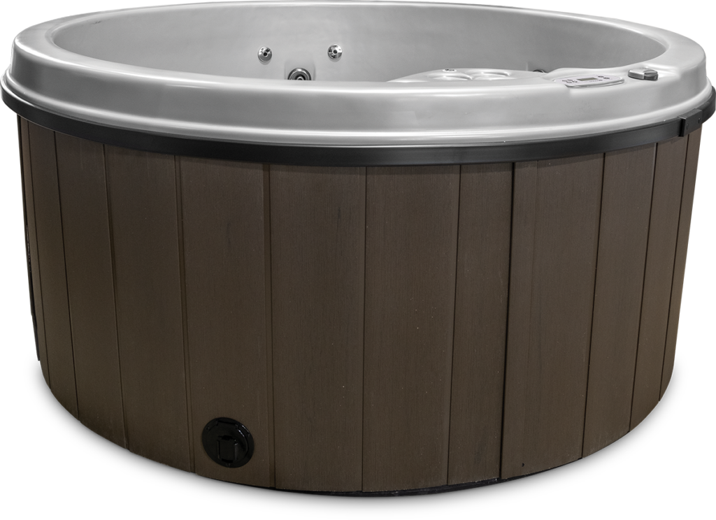 Viking Spas Viking P+ hot tub with opal shell and walnut cabinet