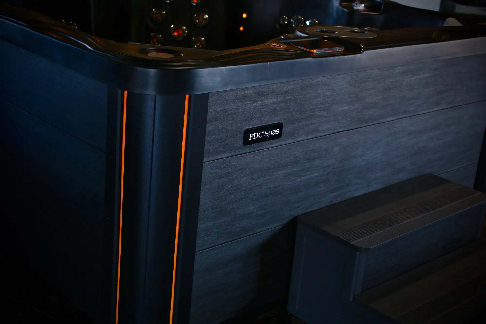 Midnight Graphite cabinet with LUMINX corner lighting